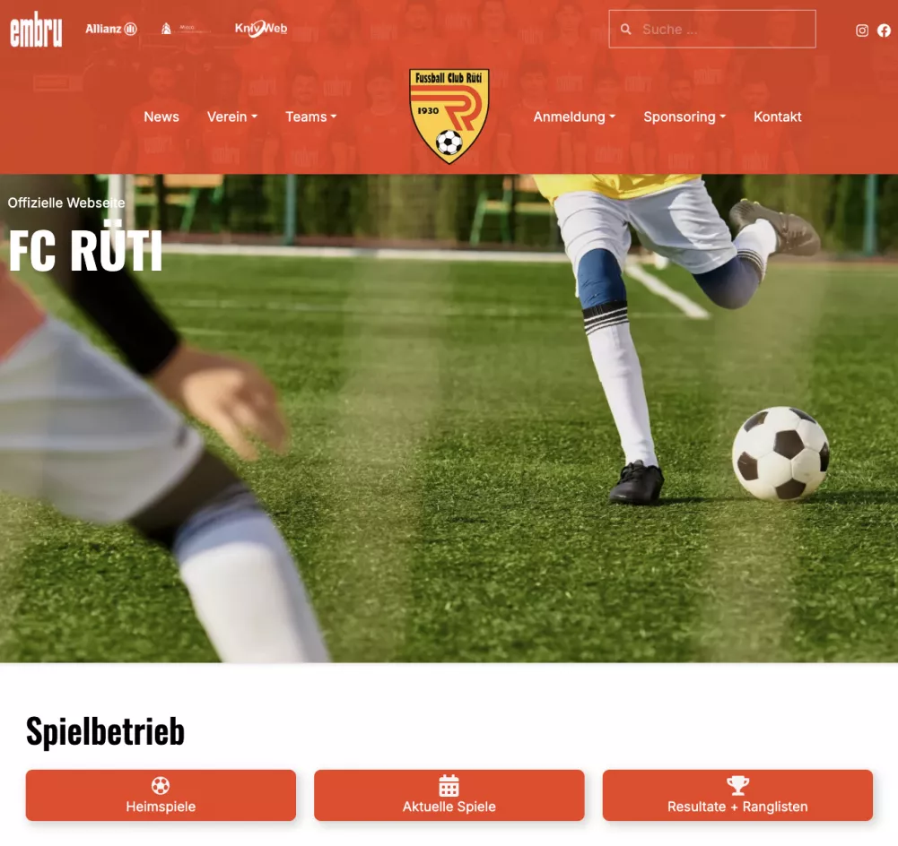 Webseite FC Rüti 2026